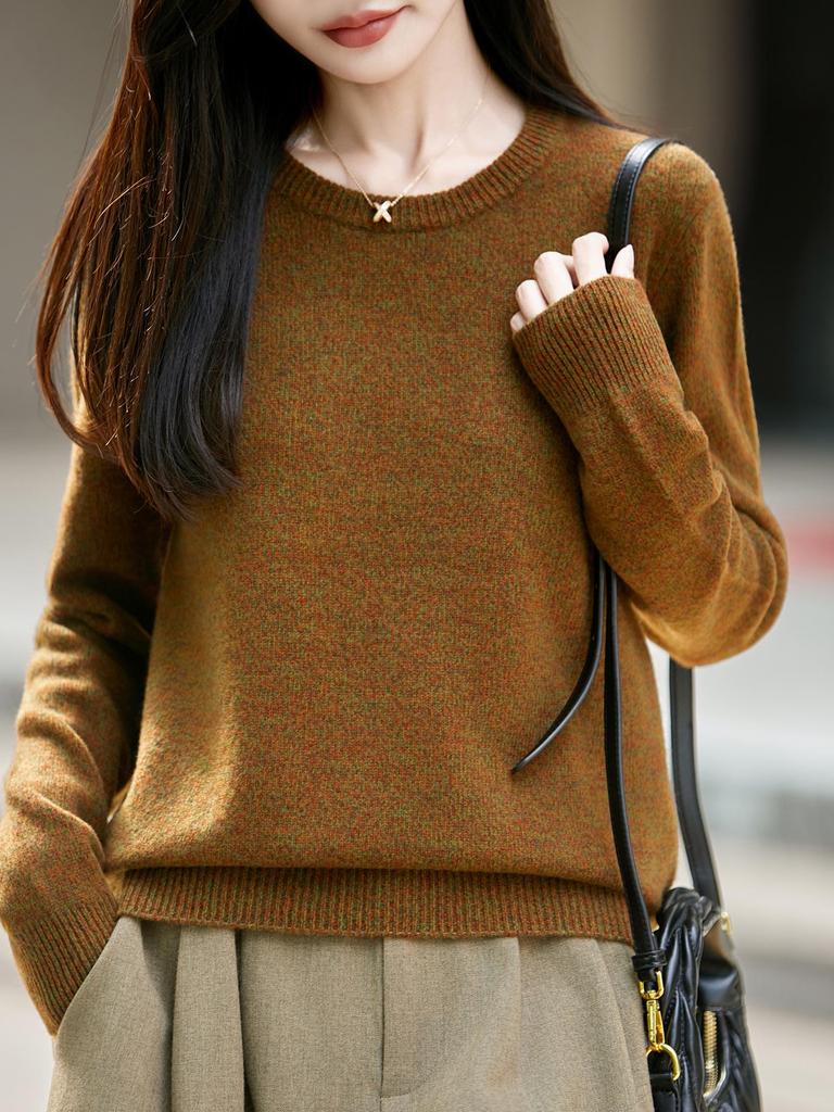 Autumn/Winter 2026 Women's Slimming Floral Silk Wool Crew Neck Sweater