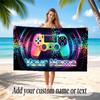 Prosop de Plajă Moale cu Tematică Controller Joc Personalizat cu Nume Text Prosop Portabil pentru Plajă Piscină Călătorii
