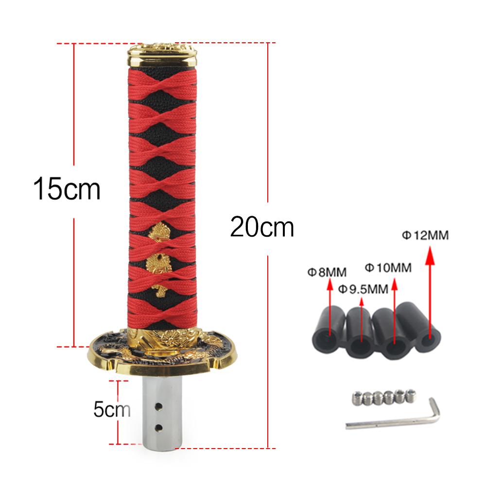 Universal JDM Samurai Sword Shift Knob 200mm / 260mm Samurai knife shift knob with adapter 20cm   red