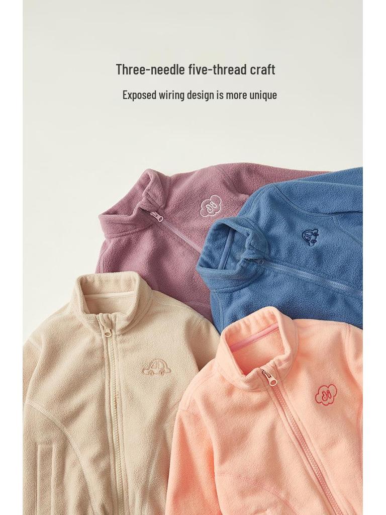 Tongbei 2025 Autumn Kids' Fleece Jackets - Unisex Semi-High Collar Warmth