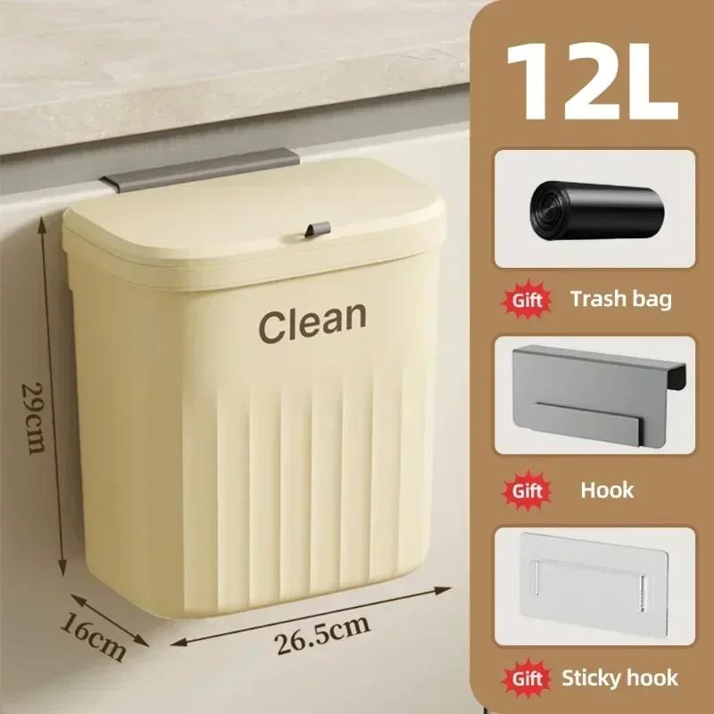 Hochwertiger Haushaltstoilette Badezimmer Wohnzimmer Büro Großvolumiger Klappdeckel-Abfalleimer Wandmontierter Abfalleimer Küche