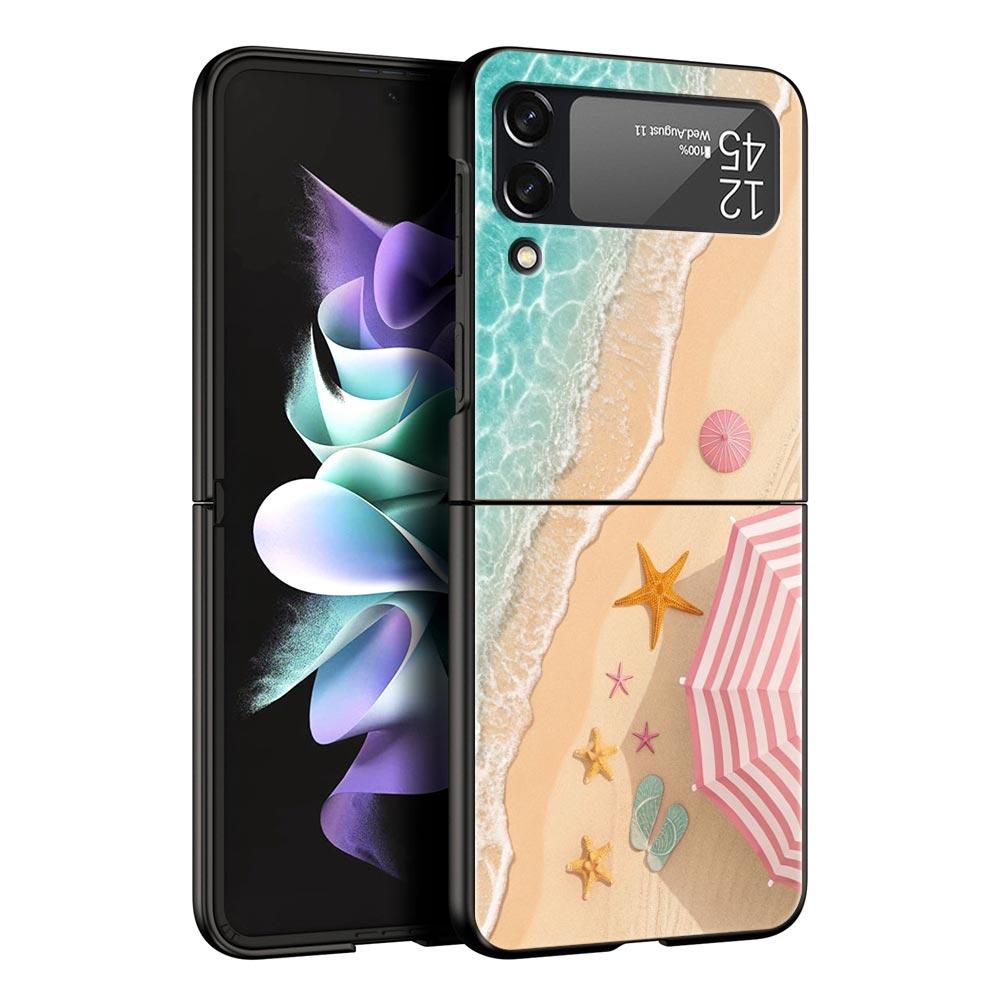 

Летний пляжный жесткий ПК чехол для телефона Samsung Galaxy Z Flip 7 6 5 4 Черная крышка для Galaxy Z Flip 3 Складной корпус Fundas Capa Сумка Z Flip 3