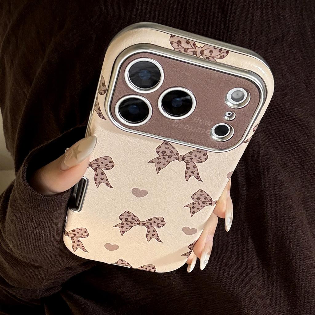 Leopardenmuster Schleife für IPhone17 für Apple 16promax Handyhülle 15Für13 Süß Cool Retro 14 Lederhülle