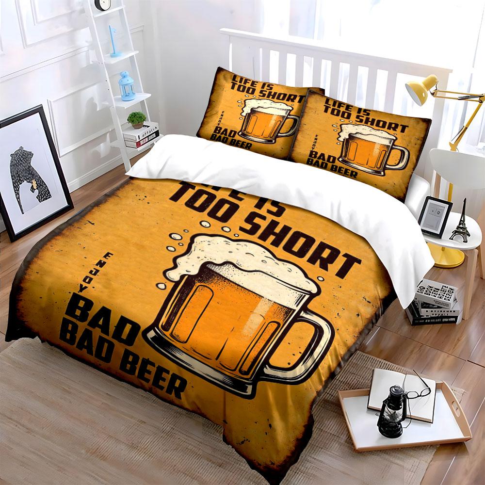 Beer mug and text. Bedding sets Duvet cover sets Duvet covers Pillowcases(1* Duvet Cover 2* Pillowcases without duvet insert)