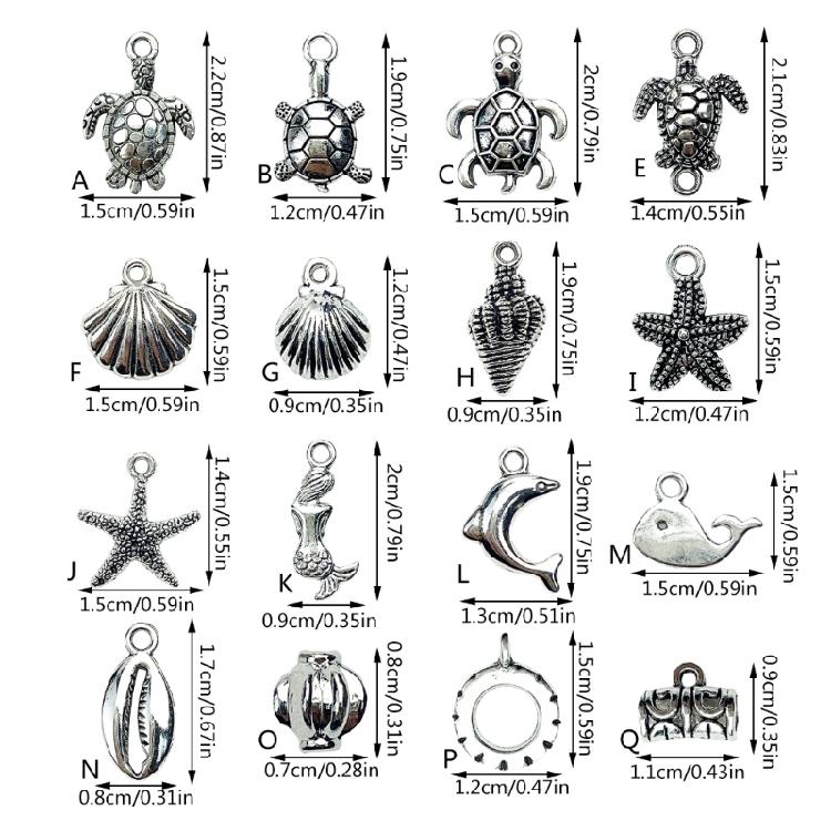 Set of 100 Oceans Jewelry Pendant Sea Themed Shaped Ornament Bracelet Necklace Accessories Stylish Women Bag Decoration