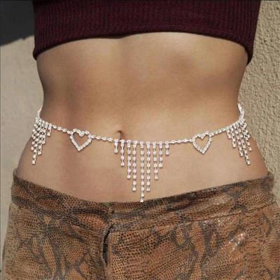 Fashion Versatile Tassel Love Waist Chain European And American Sexy Belly Dance Crystal Waist Chain Waistchain