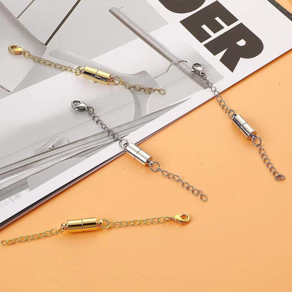 4 Pieces Pack Adjustable Chain Extender Set for Jewelry Making Gold/Silver Convenient Magnetic Clasp Extension Chain