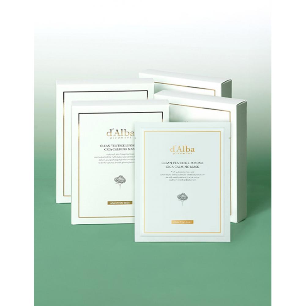 Dalba Clean Tea Tree Liposome Cica Calming Mask Pack 20 Sheets Total 5 Sheets X 4 boX