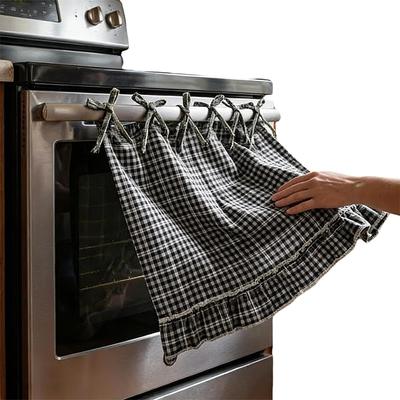 Creative Plaid Oven Skirt Handmade Stove Apron Curtain Cover Home Decoration Tie Decorative Skirt Kitchen Accessories