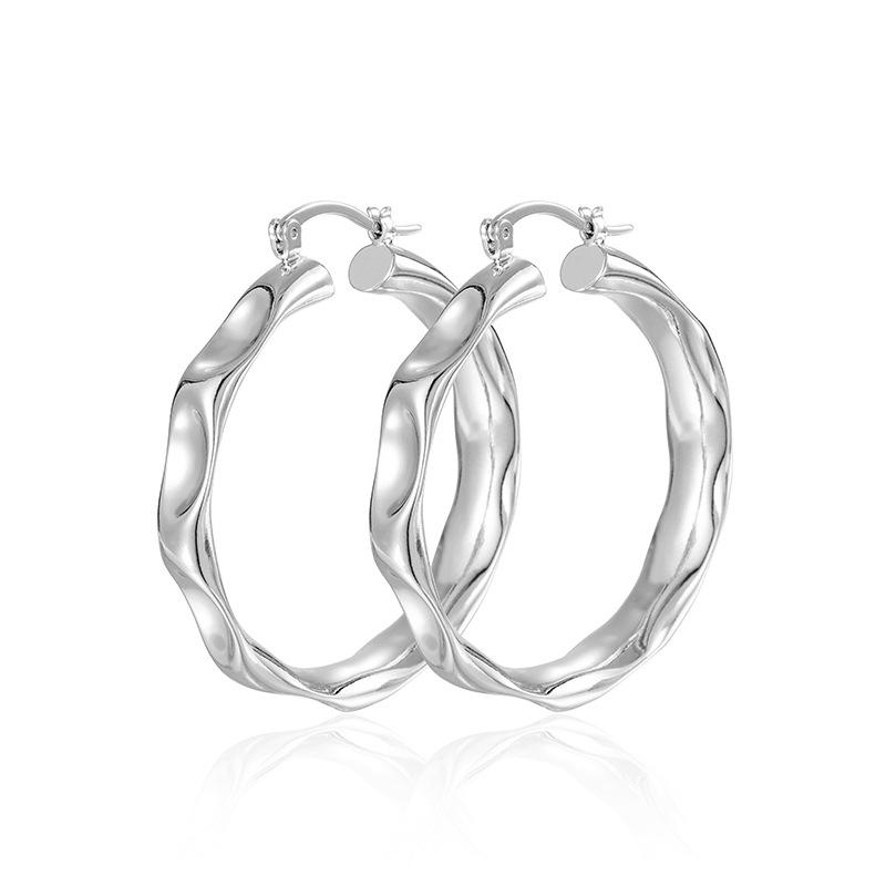 14K Gold-Plated Brass Gradient Hoop Earrings - Simple Luxury Fashion Design