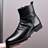 2025 New First-layer Cowhide Men's Leather Boots Locomotive Boots Inner Height Increase Side Zipper Middle Help Men's Boots Martin Boots Men's
