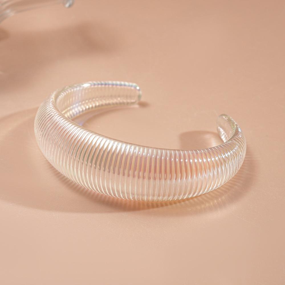 Colorful Wide Cuff Bangle Geometric Transparent Opening Bangle Jewelry Resin Bracelet  Women
