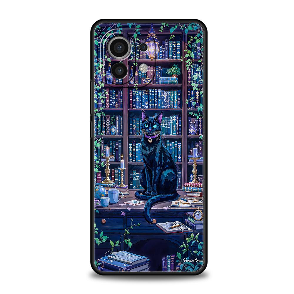Phone Case Cover for Xiaomi Mi 17 Pro Max 15 14 13 12 11 Ultra 15T 14T 13T 12T Pro Lite Soft TPU Butterfly Cat Bookshelf Design