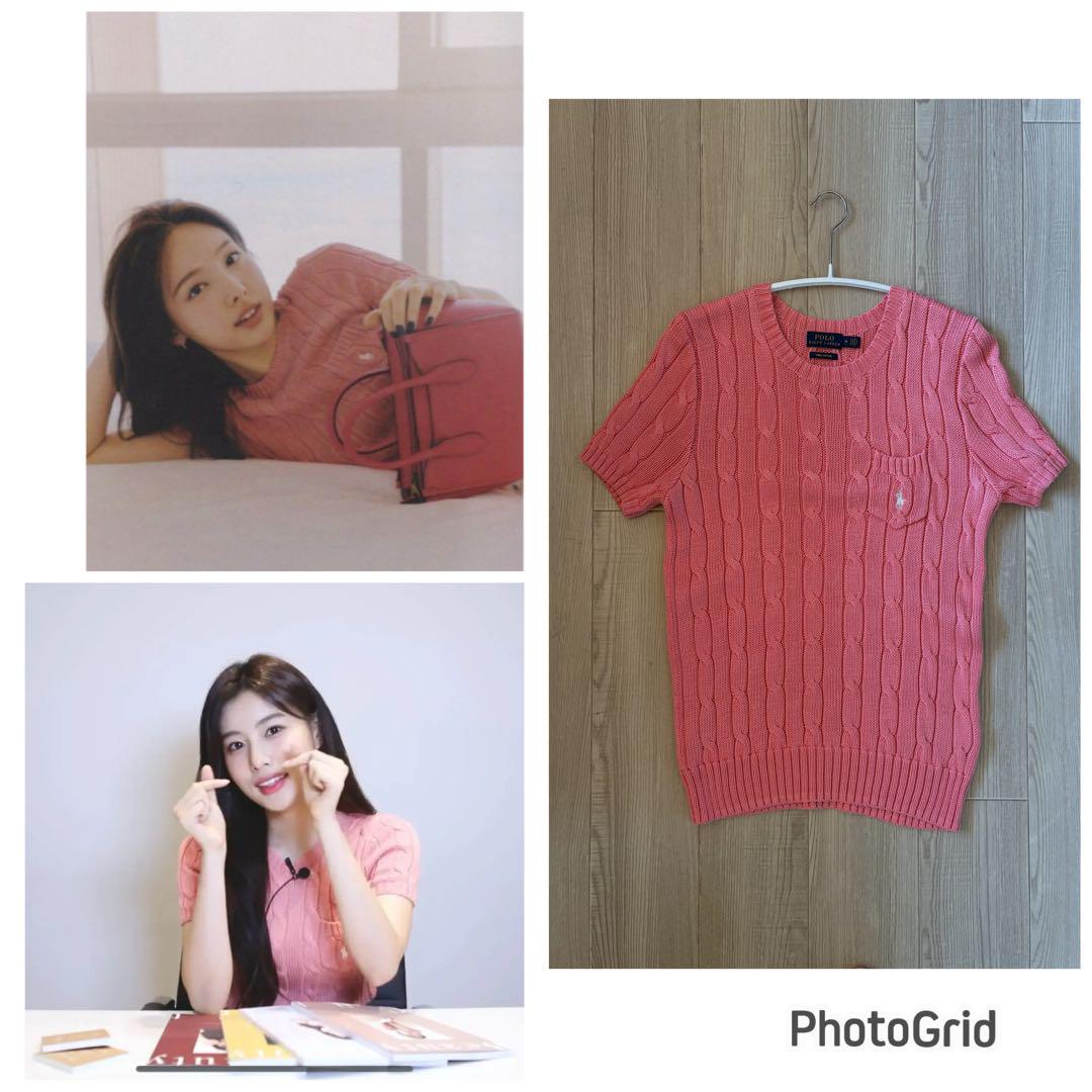 

[USED] Polo Ralph Lauren cable short-sleeved knit sweater in rose pink by Twice and Nayeon