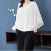 4XL Fledermaus-Shirt Sommer Damen Locker T-Shirt Kleines Shirt Frühling/Sommer Groß Knitterarm und Elegant Chiffon-Oberteil Grün