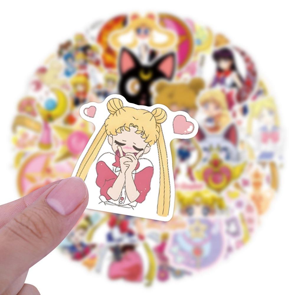 55Pcs Cartoon Sailor Moon Graffiti Stickers Suitcase Water Cup Stationery Mobile Phone Laptop Refrigerator Decoration Diy Decals