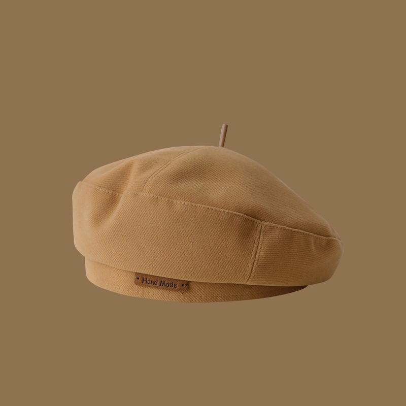 Autumn Beret Hat for Women Vintage Brown Artist Painter Caps Lady Girls Warm Solid Color Octagonal Hats