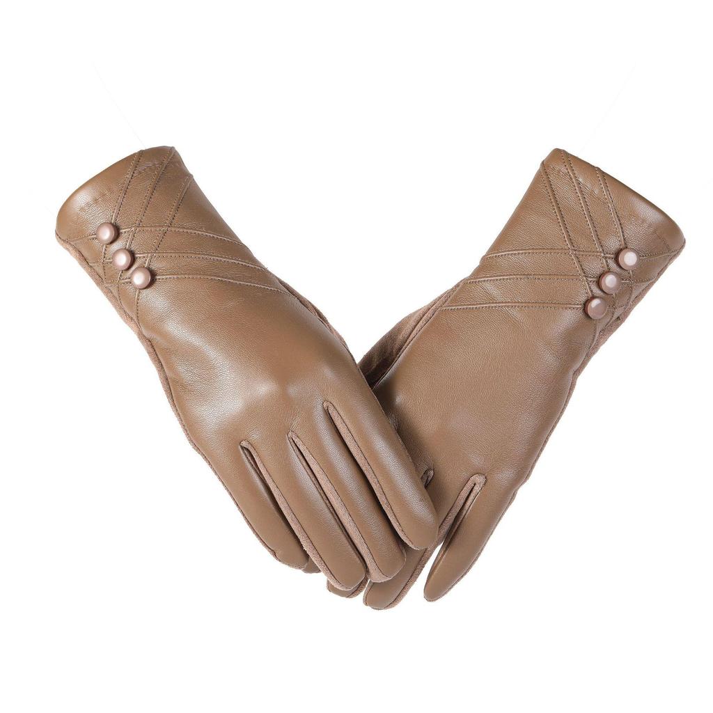 Women's Winter PU Leather Touchscreen Gloves – Fashionable, Windproof & Warm for Outdoor Cycling