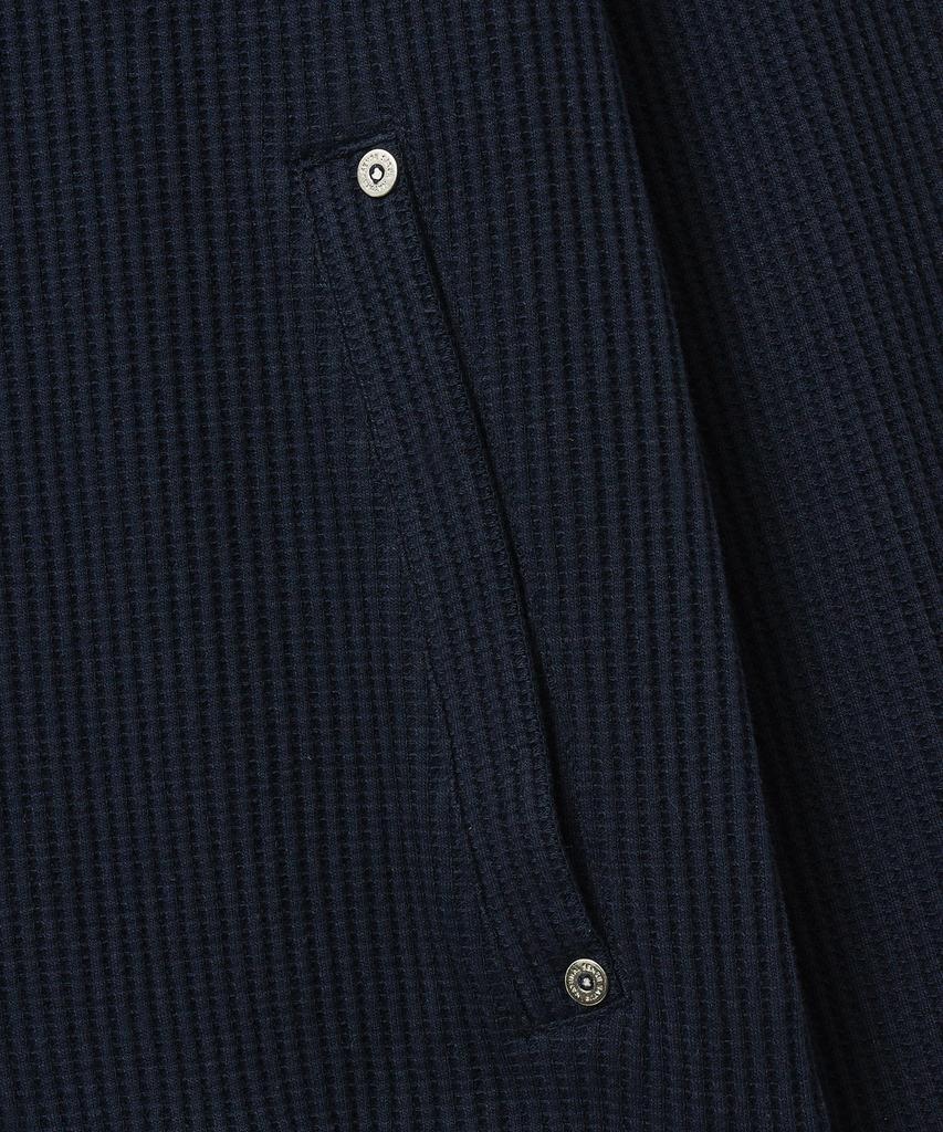 Satur Lawton Waffle Collar Track Zip-Up Jacket Navy
