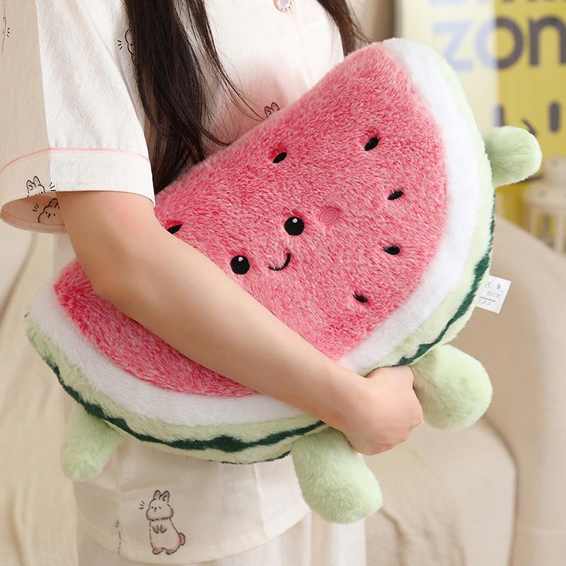 Kawaii Watermelon Plush Toy Soft Stuffed Fruits Baby Doll Sofa Cushion Cute Cartoon Huggable Washable Pillow Nice Birthday Gifts