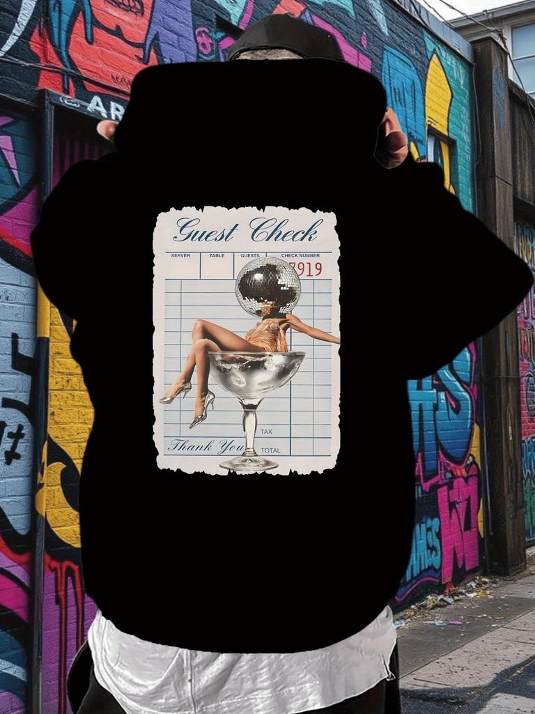 Retro 1950s Vintage Hoodie - Graphic Pullover Sweatshirt with Martini Girl