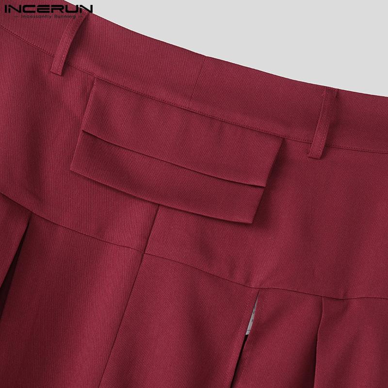 INCERUN Herren Hohe Taille Reißverschluss Lang Plissiert Lässig Schlitze Schwing Kilt Röcke