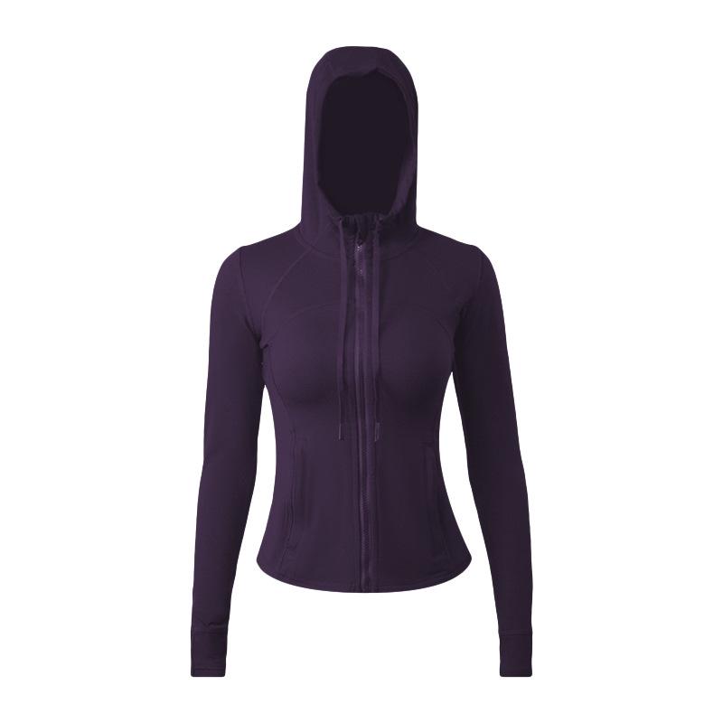 Damen Yoga Sportjacke mit Kapuze - Doppelseitig gebürstet, Hohe Elastizität, Slim Fit, Nude Feeling.