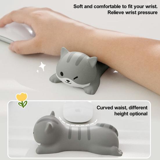 Cute Animal Mouse Wrist Rest Ergonomic Pain Relief Non-slip Cat Pig Rabbit Dog Computer Mouse Wrist Support Cushion Pad PC Accessories