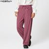 INCERUN Men Drawstring Elastic Waist Texture Pockets Casual Long Pants Trousers