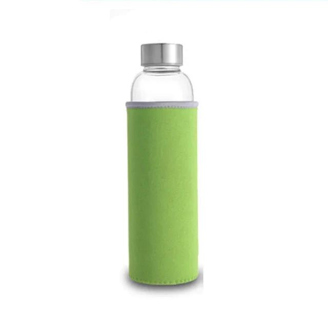 

280ml/360ml/550ml Glass Water Bottle High Temperature Resistant Sport Bottle with Protective Bag BPA Free Travel Drink Bottle 280ml зелёный