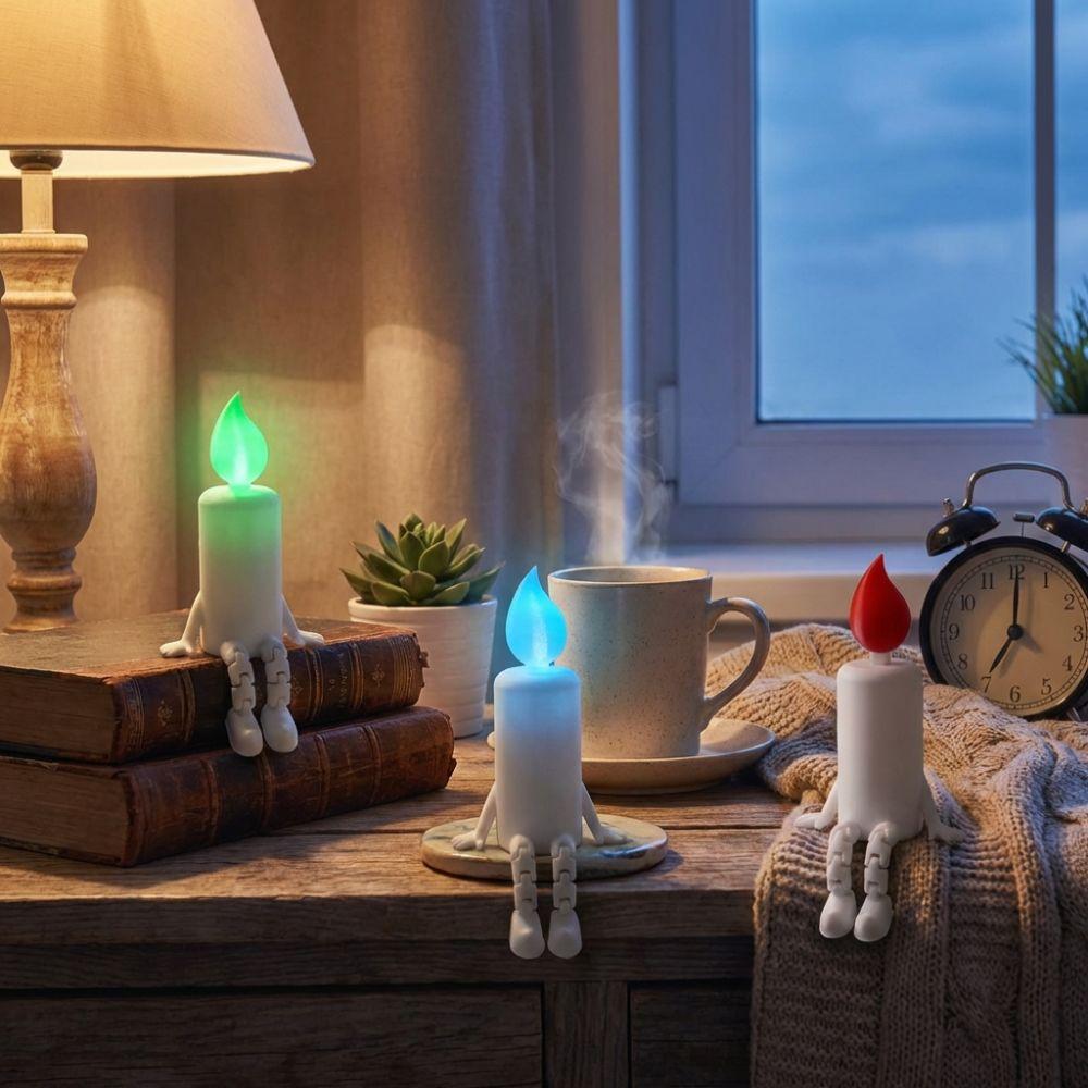 3D Printed Glowing Candle Figurine Glow-in-the-Dark Simulation Candle Desktop Ornament Novelty Articulated Joints