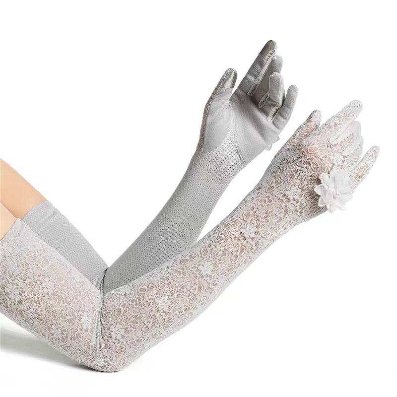 

Sunscreen sleeves women s summer thin lace breathable non-slip touch screen One size сірий колір