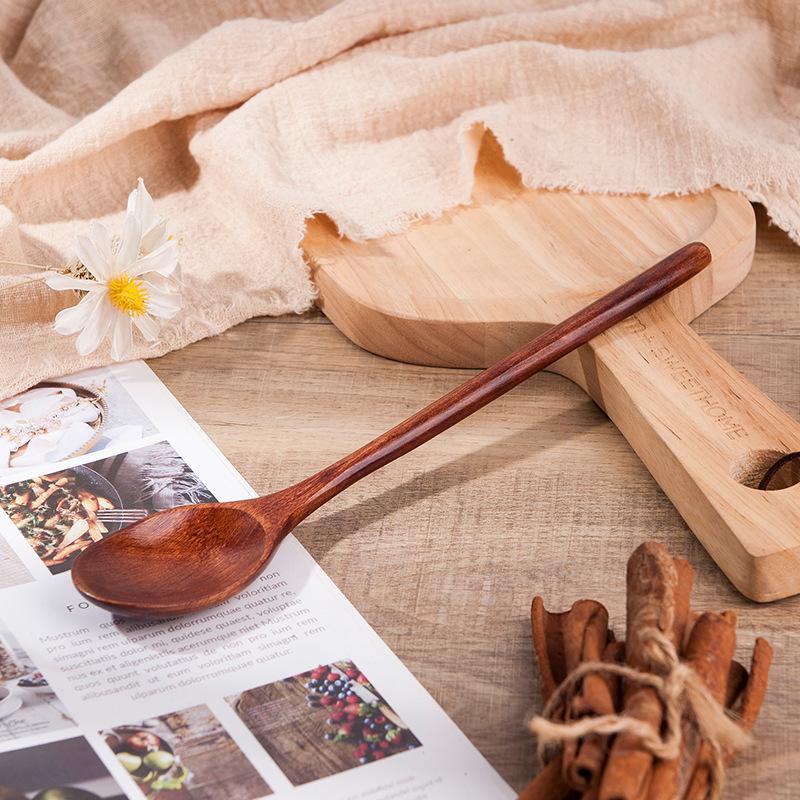 Japanese Korean Wooden Spoon - Rice, Soup & Coffee Stirring with Long Handle
