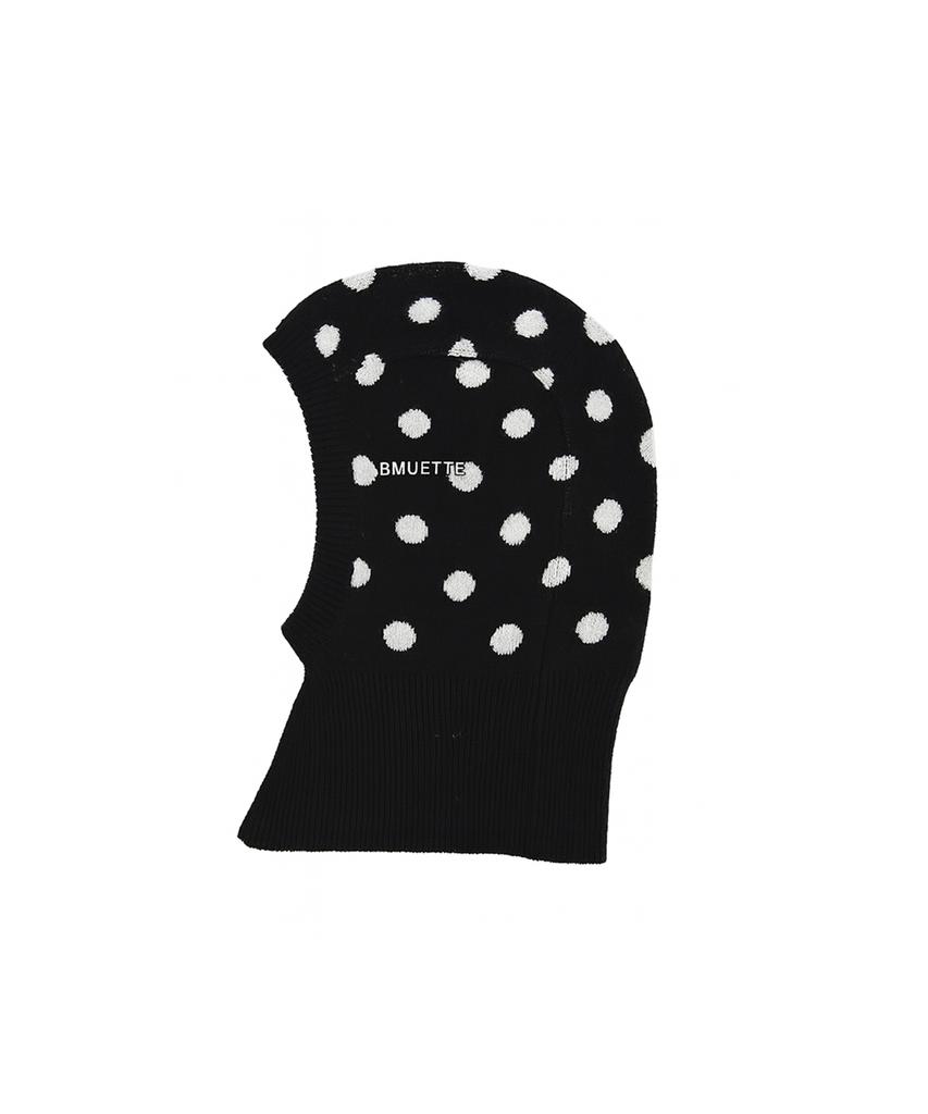 BMUETTE Logo Embroidered Dot Knit Balaclava Black