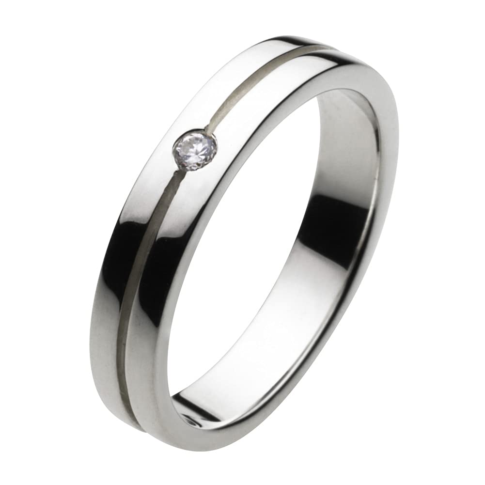 

Simple Line One Point Stone Ring Zirconia 925 Silver fr0340 21 [Figmart] [Silver Accessories] No.