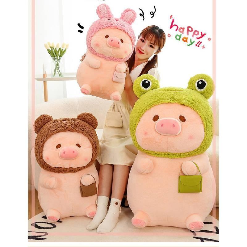 Pig Frog Wear Rabbit Bear Hat Plush Toy Stuffed Animal Doll Kids Gift Decoration