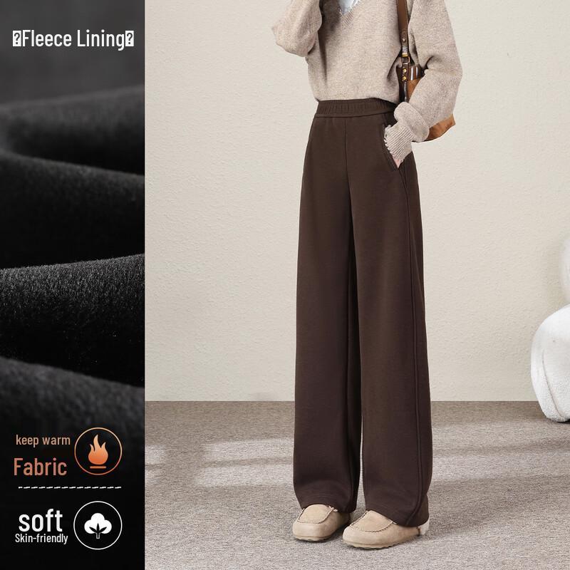 HSTYLE Women's Acetate Wool Lined Wide-Leg Pants