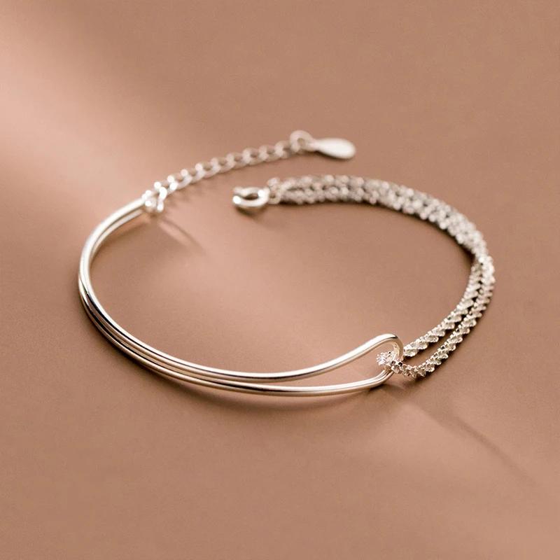 Fashion Silver Double-Layer Starry Sky Bracelet Asymmetric Hollow Bracelet Personalized Luxury Jewelry Simple Twists Bracelet
