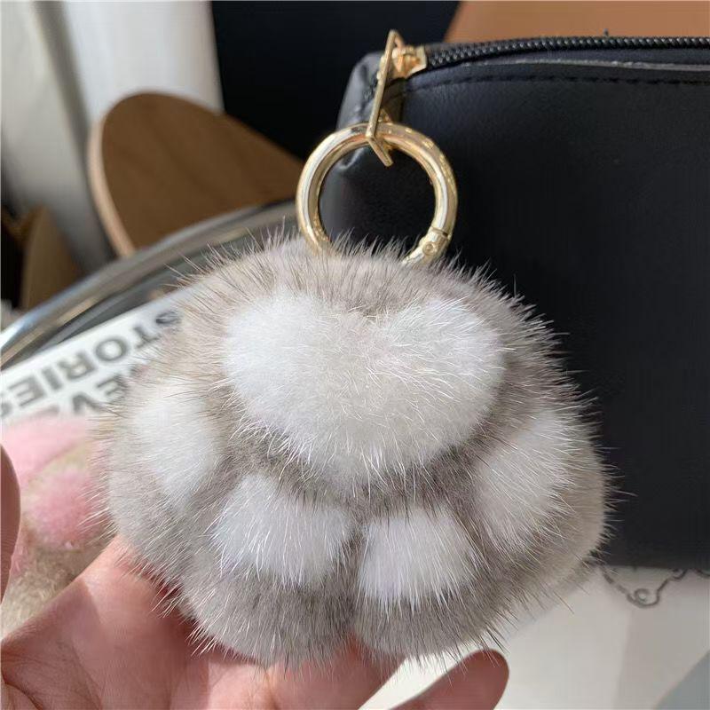 

Faux Mink Fur Cat Paw Plush Pendant Keychain Charm