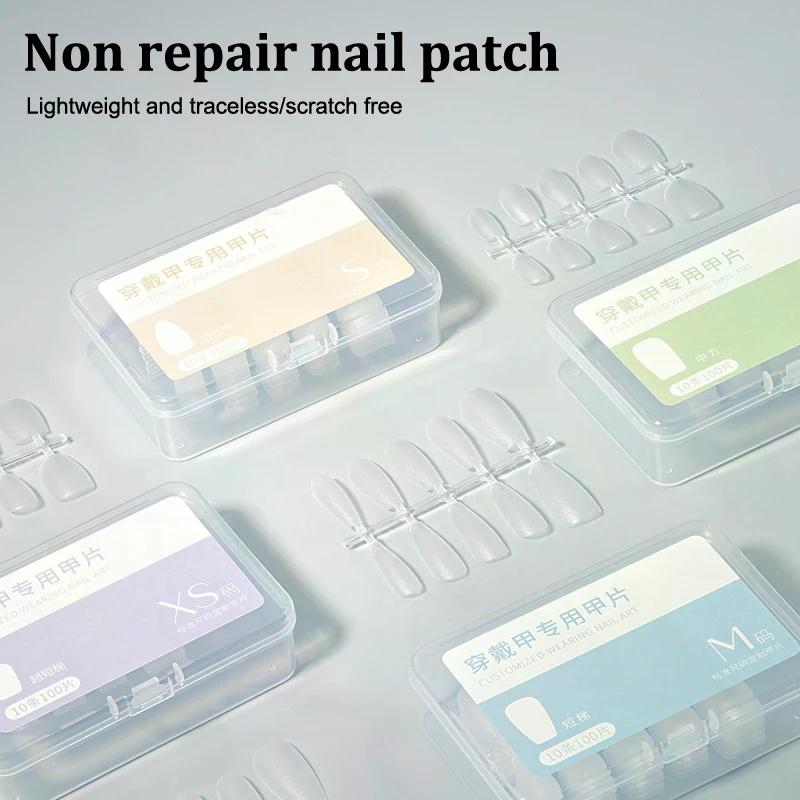 100Pcs/box Single Size Full Cover Nail Tips Clear Press On The Tip Nail Matte False Nail Tips Nail Extension Art Salon