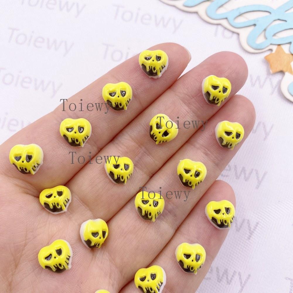 50pcs Resin Painted Halloween Decor Mini Colorful Skull Art Nail Flatback Rhinestone Applique DIY Wedding Scrapbook Decor Crafts