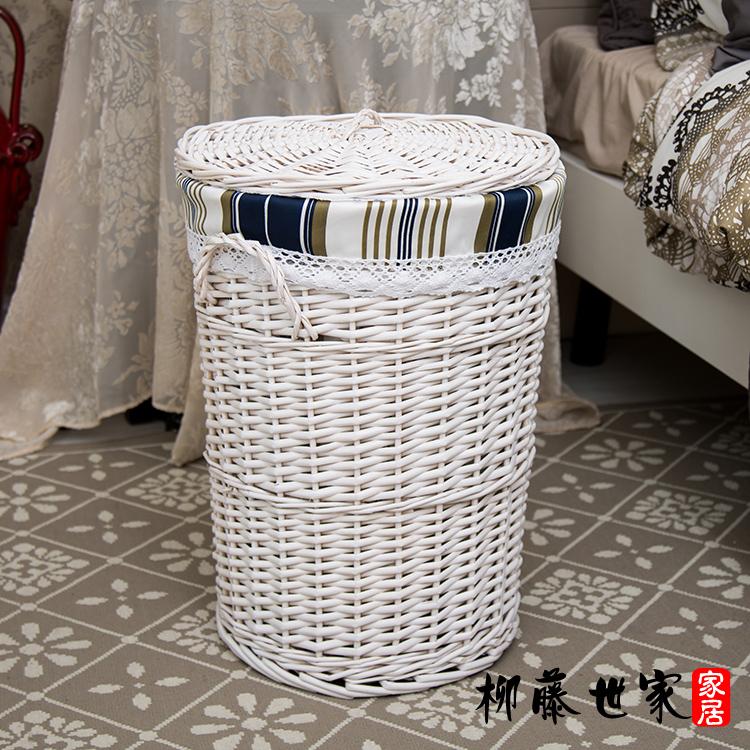 Large Size Wicker Clothes Storage Basket Covered Design for Restaurant Use Dirty Clothes Organizer Retro Style Family Storage...