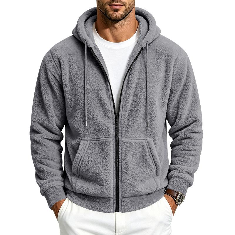 Men S Fleece Lined Zip Up Hooded Casual Sweatshirt