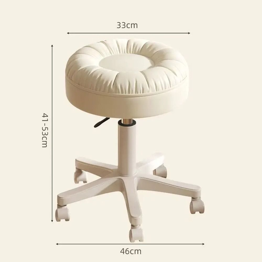 360° drehbarer Make-up-Stuhl mit Rädern, Rollen, Hebefunktion, runder Hocker, verstellbare Höhe, platzsparend, Barhocker, Friseurstuhl