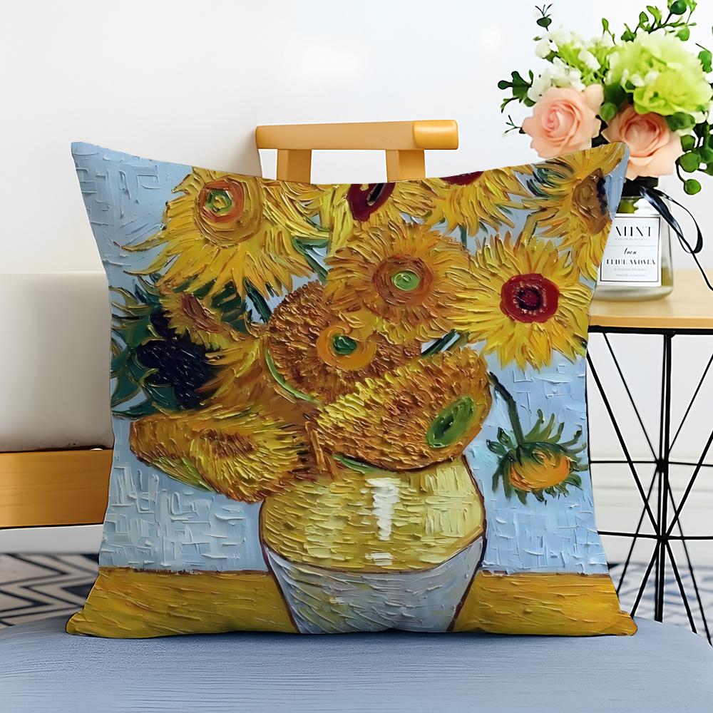 sunflower Cushion Cover Washable Linen Pillowcase Soft for Sofa Bed Cozy Home Room Decor