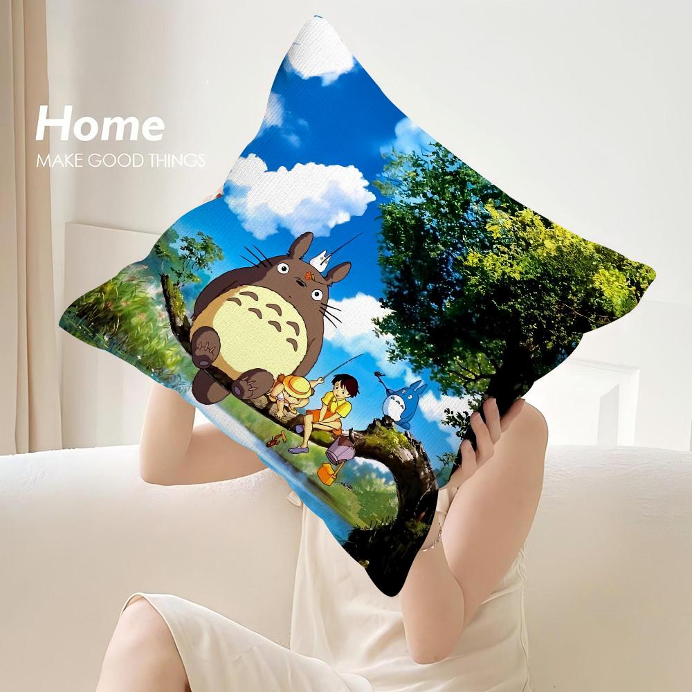 Kawaii Cute T-Totoroes Pillow Case Sofa Decorative Home Double-sided Print Plush Square Throw Pillow Covers Cushion Decor Cover