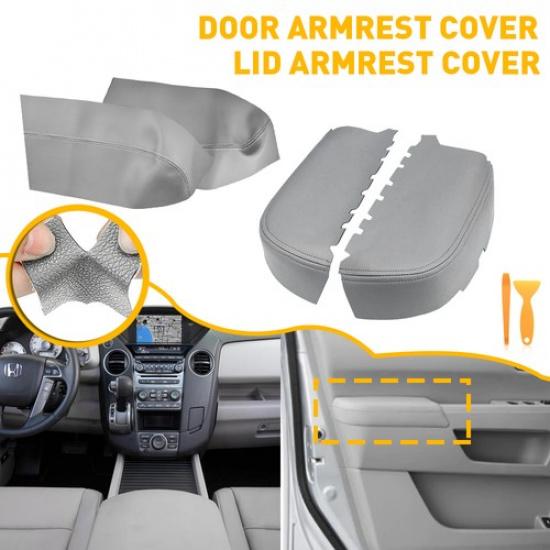 Center Lid Console & Front Rear Armrest Panel Leather For Door Cover Honda Pilot