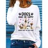 2026 Damen Frühling und Sommer Lässiges Slogan Hundedruck Rundhals Einfarbige Langarm Pullover T-Shirt