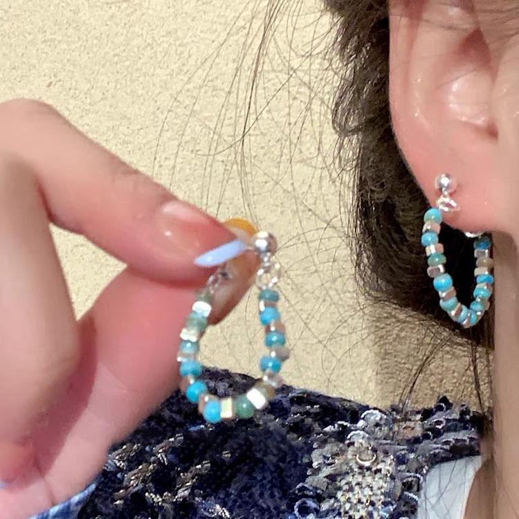 

Vibrant Retro Ethnic Beaded Earrings for Women - Exaggerated Studs with High-End Niche Design