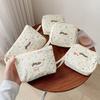 Bowknot Sanitary Napkins Storage Bag Colorful Dots Large Capacity Cosmetic Bag Data Cables Organizer for Women Girls